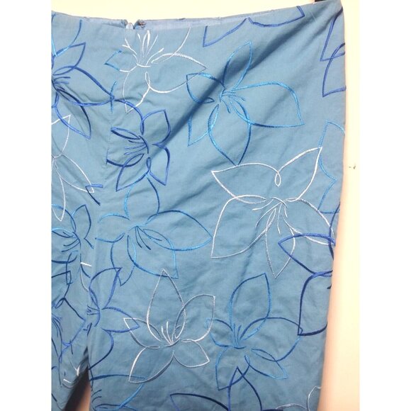 Kelly & Diane womens pants slacks ankle Sz 8 blue embroidered stretch zip flat - Picture 4 of 7